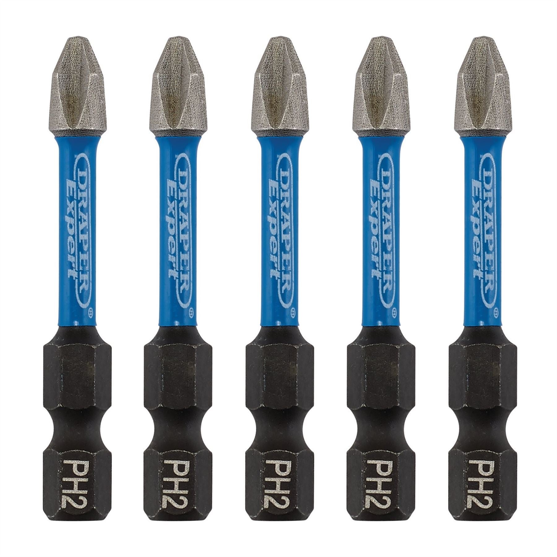 Draper 05499 Expert Cross Slot/PH Type Impact Screwdriver Bits No.2 x 50mm 1/4" Hex Pack of 5 Draper