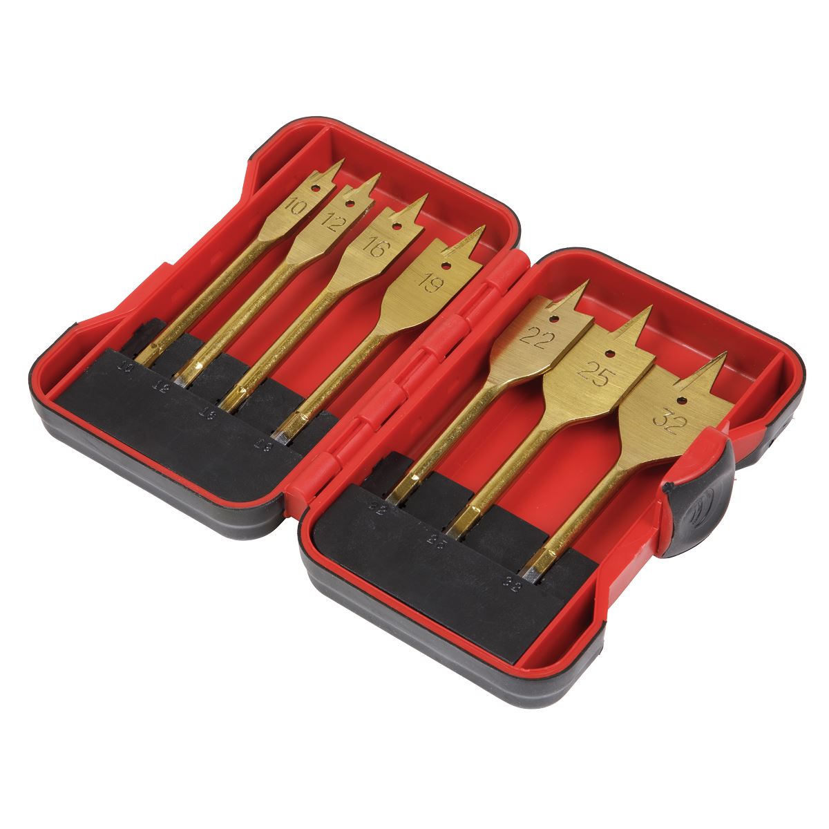 Sealey AK3707FW Flat Wood Drill Bit Set 7pc Titanium Coated Sealey
