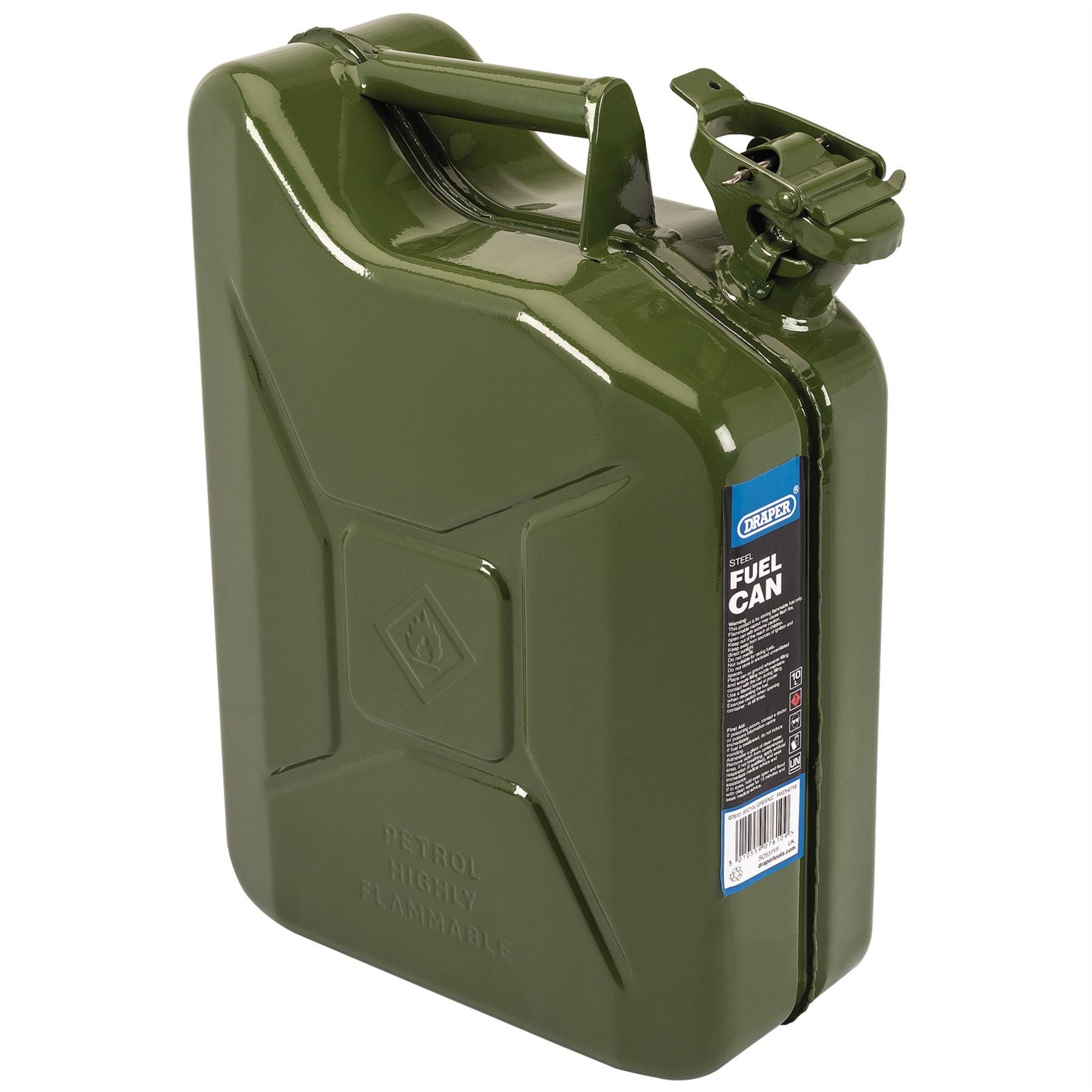 Draper 07610 Steel Fuel Can 10L Green Draper