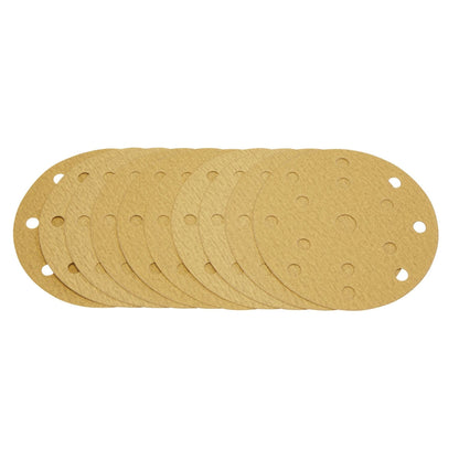 Draper 08475 Gold Sanding Discs with Hook & Loop 150mm 180 Grit 15 Dust Extraction Holes Pack of 10 Draper