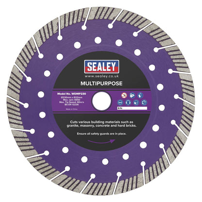 Sealey WDMP230 Cutting Disc Multipurpose Dry/Wet Use Ø230mm Sealey