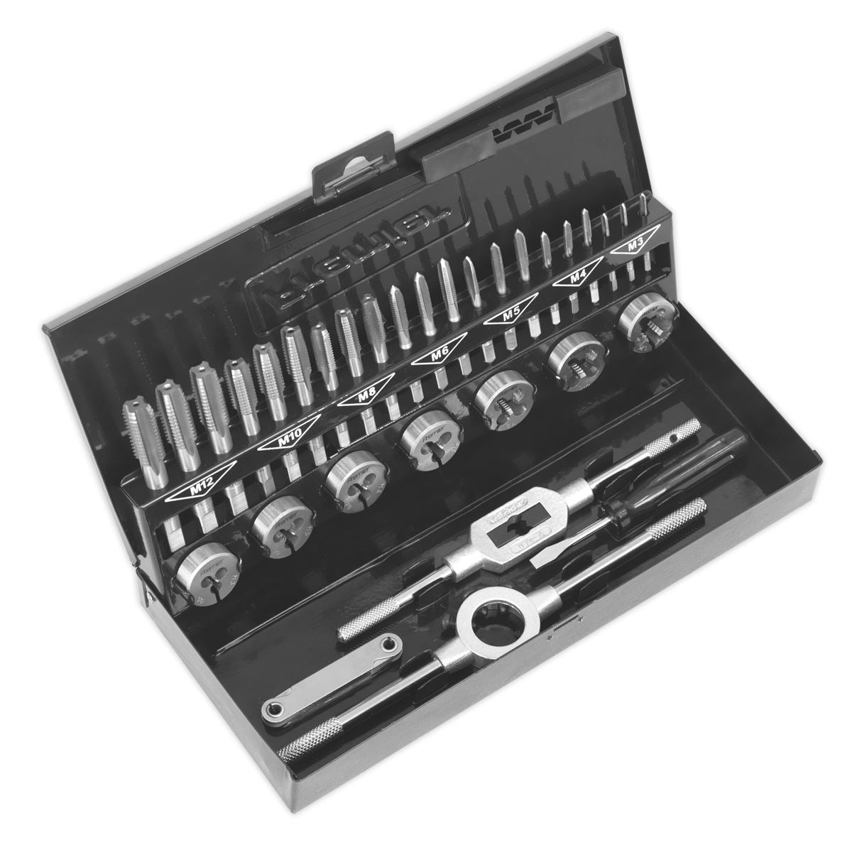 Sealey AK3015HSS Tap & Die Set 32pc Split Dies HSS 4341 Metric Sealey