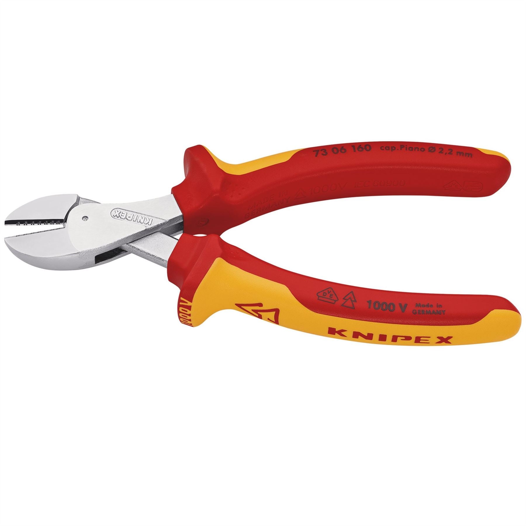 Knipex 25885 73 06 160 X-Cut® Compact Diagonal Cutter high lever transmission insulated with multi-component grips VDE-tested chrome-plated 160mm Knipex