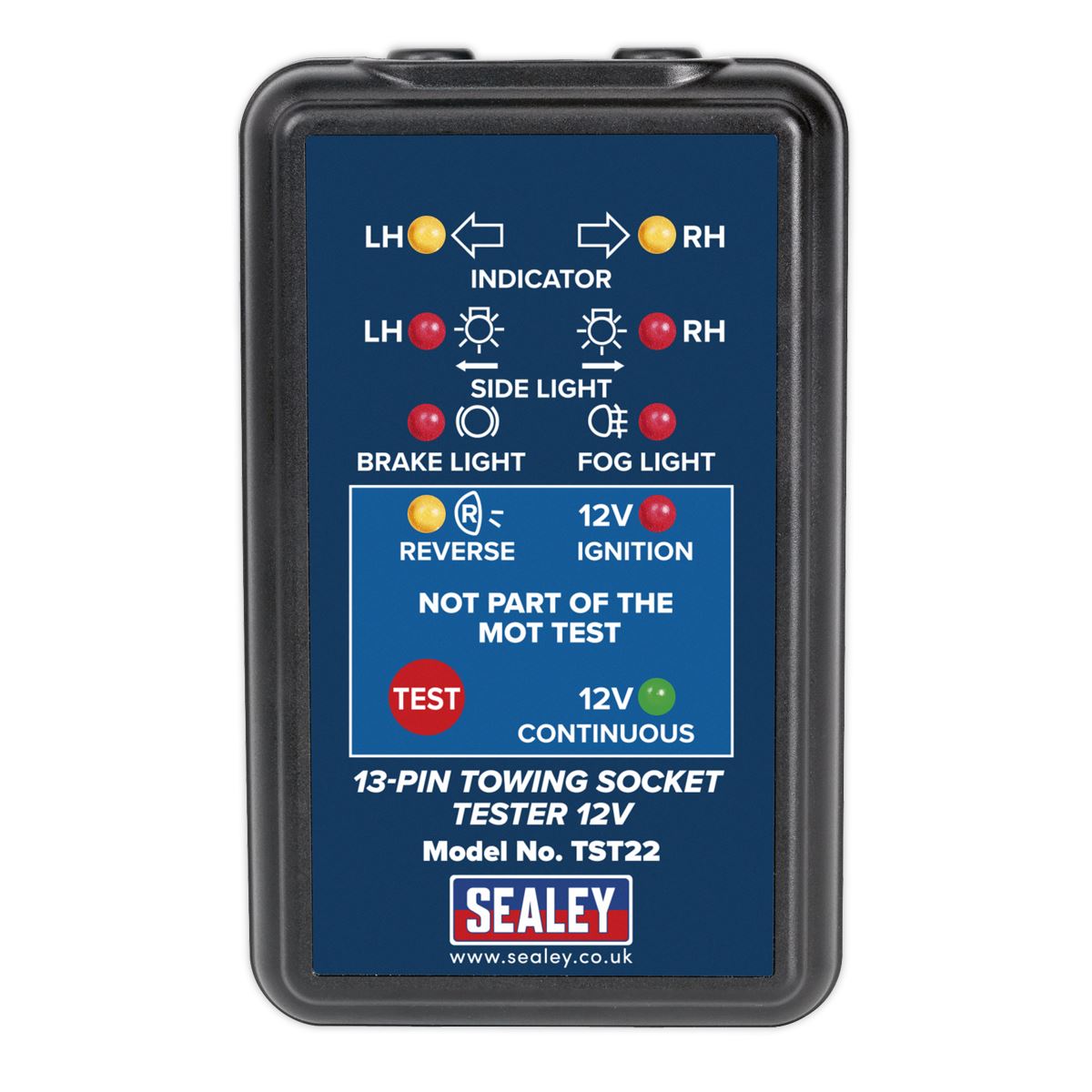 Sealey TST22 Towing Socket Tester 13-Pin 12V - DVSA Approved Sealey