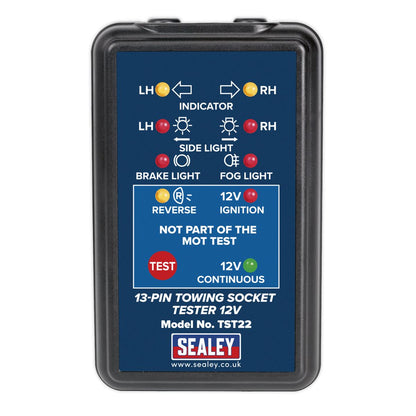 Sealey TST22 Towing Socket Tester 13-Pin 12V - DVSA Approved Sealey