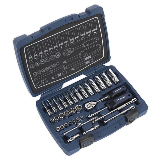 Sealey AK8990 Socket Set 33pc 1/4"Sq Drive 6pt WallDrive® Metric Sealey