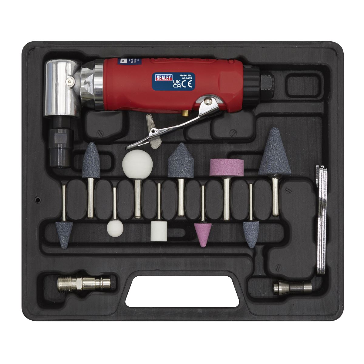 Sealey GSA675 Air Die Grinder 90° Angle Kit 15pc Sealey