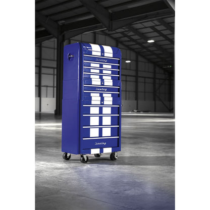 Sealey AP28COMBO2BWS Retro Style Topchest Mid-Box Tool Chest & Rollcab Combination 10 Drawer Blue/White Stripes Sealey