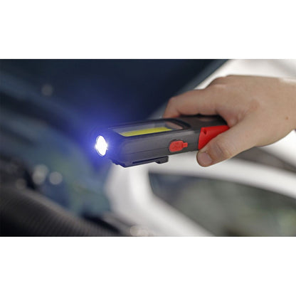 Sealey LED318R Rechargeable Inspection Light 5W COB & 3W SMD LED with Power Bank - Red Sealey