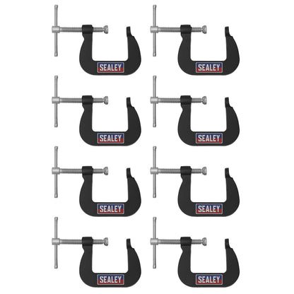 Sealey GCC05 Junior C-Clamp 8pc Set - 28mm x 28mm Sealey