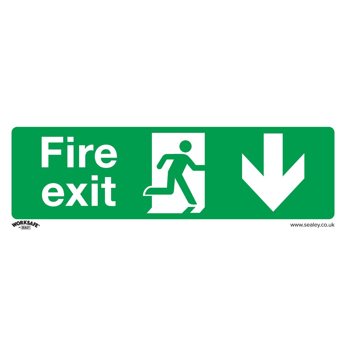 Sealey SS22V10 Safe Conditions Safety Sign - Fire Exit (Down) - Self-Adhesive Vinyl - Pack of 10 Sealey