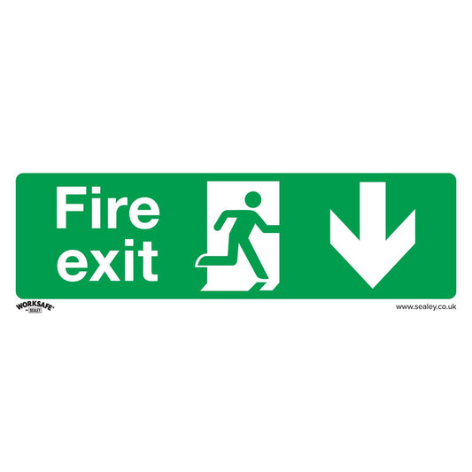 Sealey SS22V10 Safe Conditions Safety Sign - Fire Exit (Down) - Self-Adhesive Vinyl - Pack of 10 Sealey