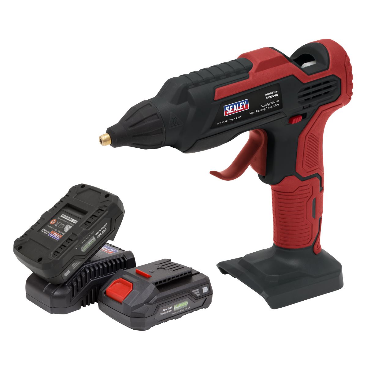 Sealey CP20VGGKIT Cordless Glue Gun Kit 20V 2Ah SV20 Series - 2 Batteries Sealey