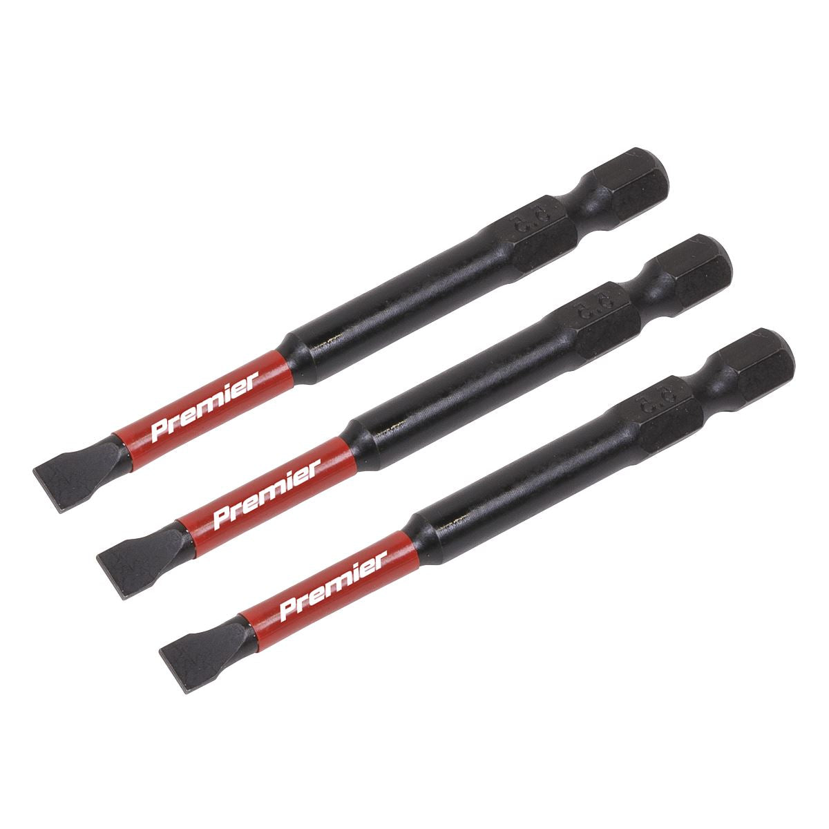 Sealey AK8252 Slotted 5.5mm Impact Power Tool Bits 75mm - 3pc Sealey