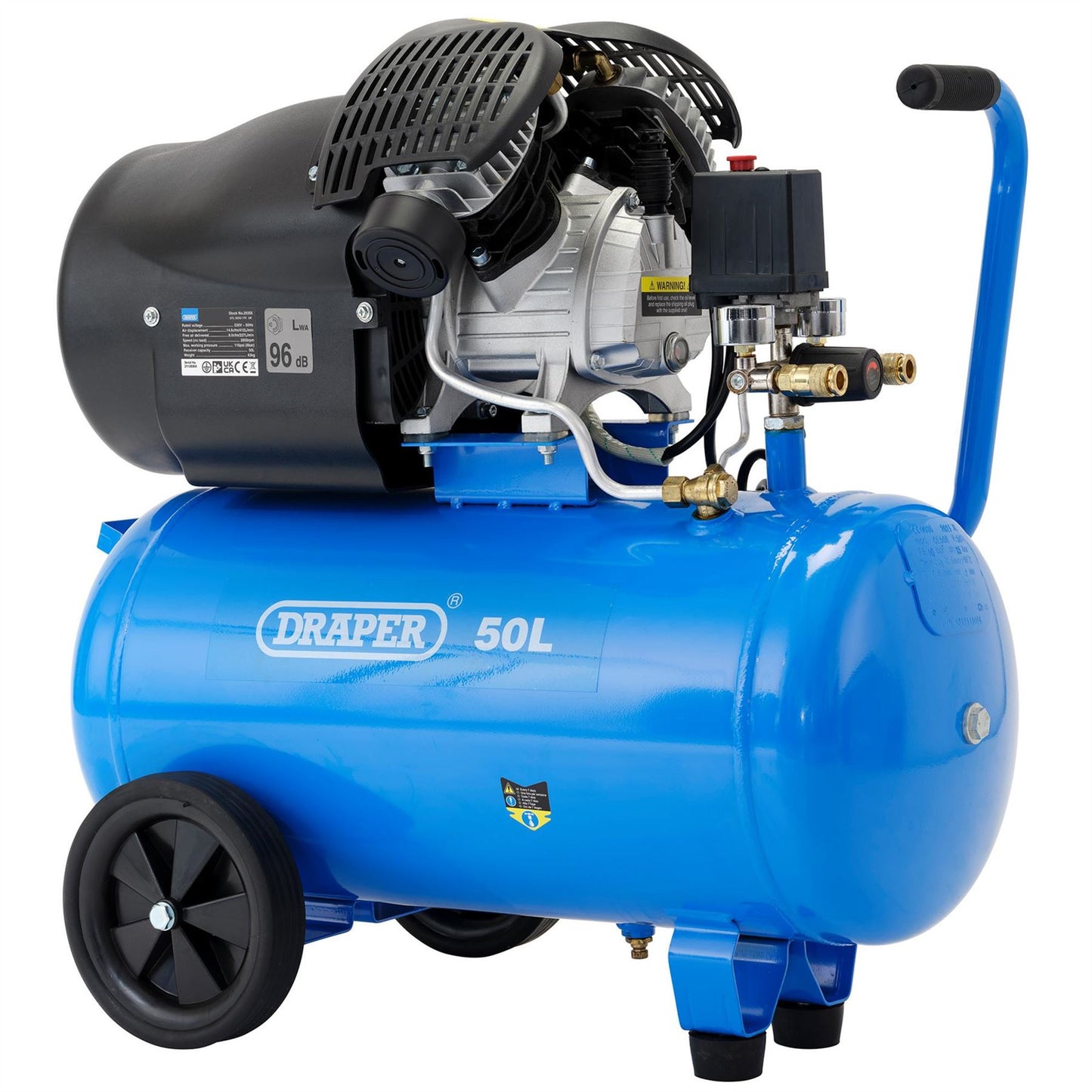 Draper 29355 50L Direct Drive V-Twin Air Compressor 2.2kW/3hp Draper