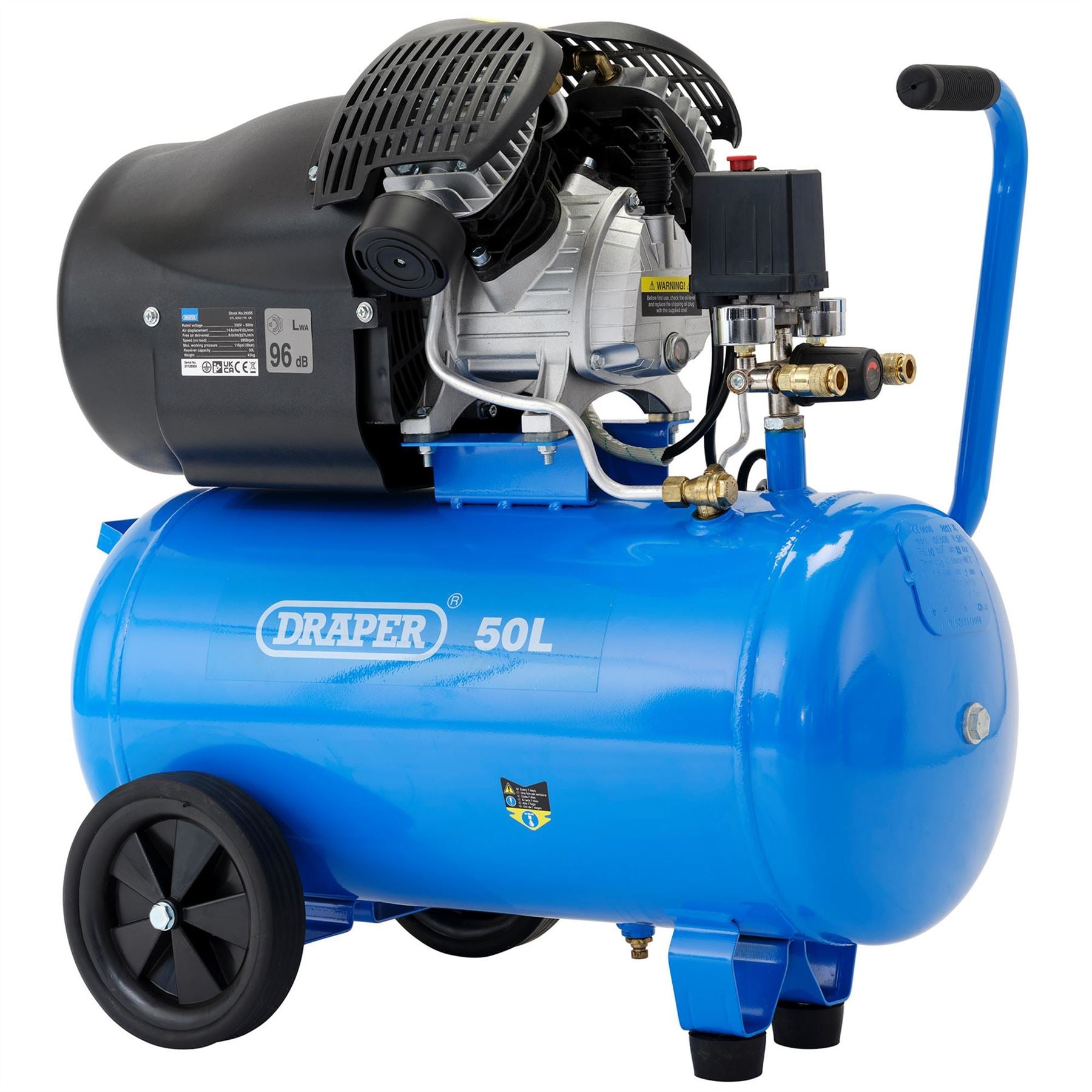 Draper 29355 50L Direct Drive V-Twin Air Compressor 2.2kW/3hp Draper