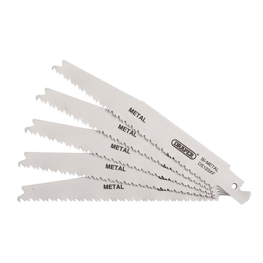 Draper 38755 Bi-metal Reciprocating Saw Blades for Metal Cutting 150mm 8-14tpi Pack of 5 Draper