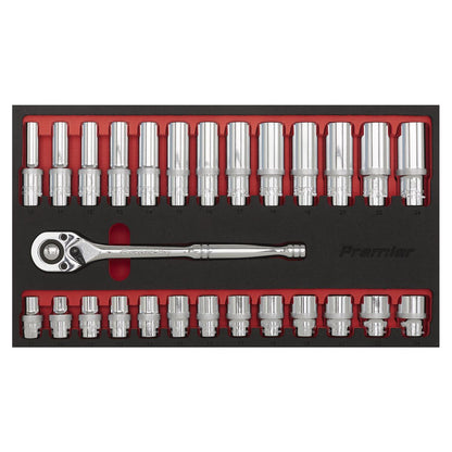 Sealey AK66723 Ratchet Wrench & Socket Set 27pc 1/2"Sq Drive Sealey
