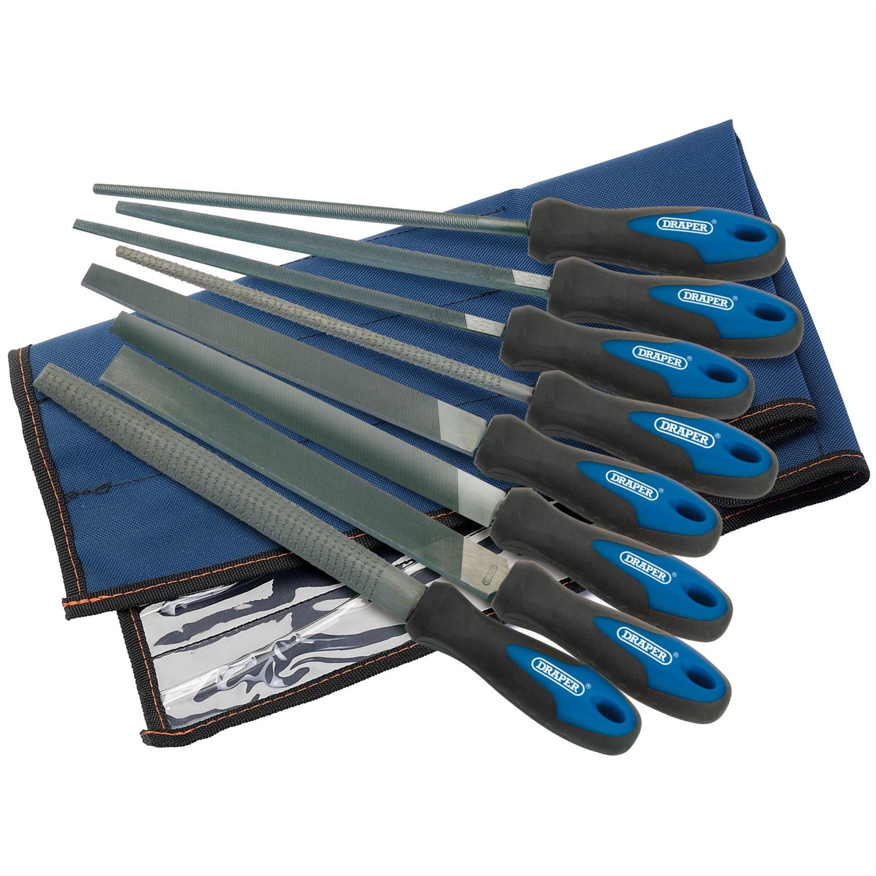 Draper 44961 Soft Grip Engineers File and Rasp Set 200mm Blue 8 Piece Draper