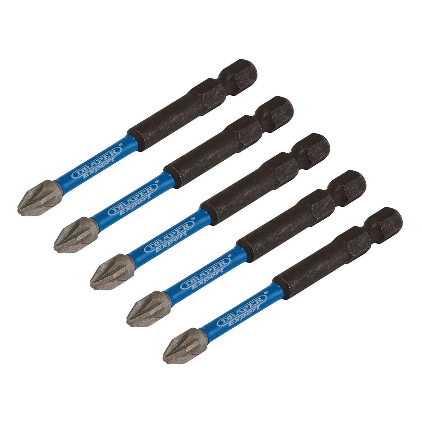 Draper 05675 Expert PZ-Type Impact Screwdriver Bits No.2 x 75mm 1/4" Hex Pack of 5 Draper