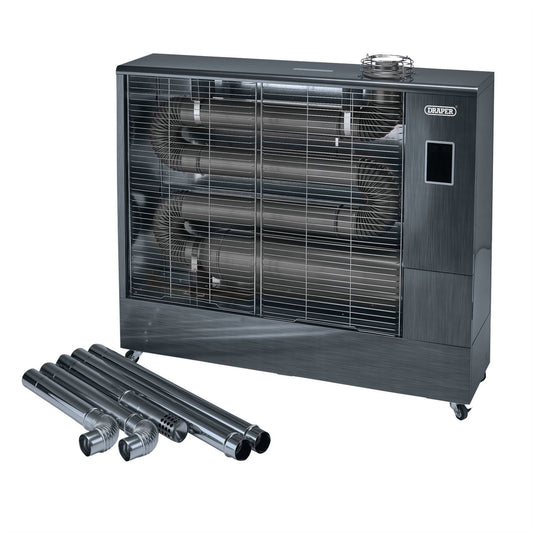 Draper 18104 230V Far Infrared Diesel Heater with Flue Kit 67500 BTU/19.8kW Draper