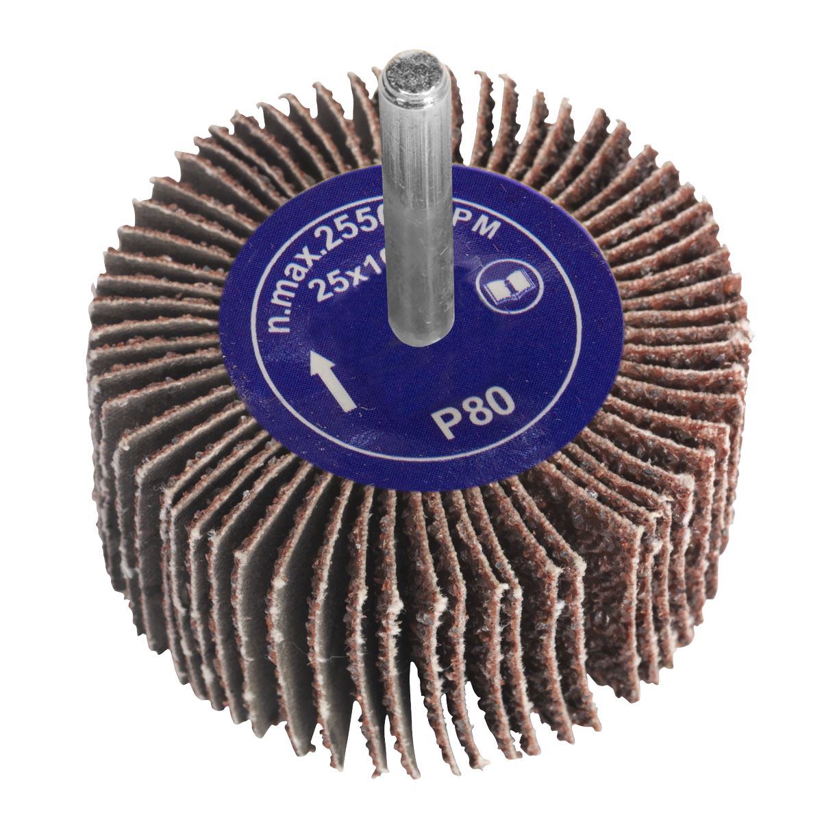 Sealey FW251080 Flap Wheel Ø25 x 10mm 6mm Shaft 80Grit Sealey