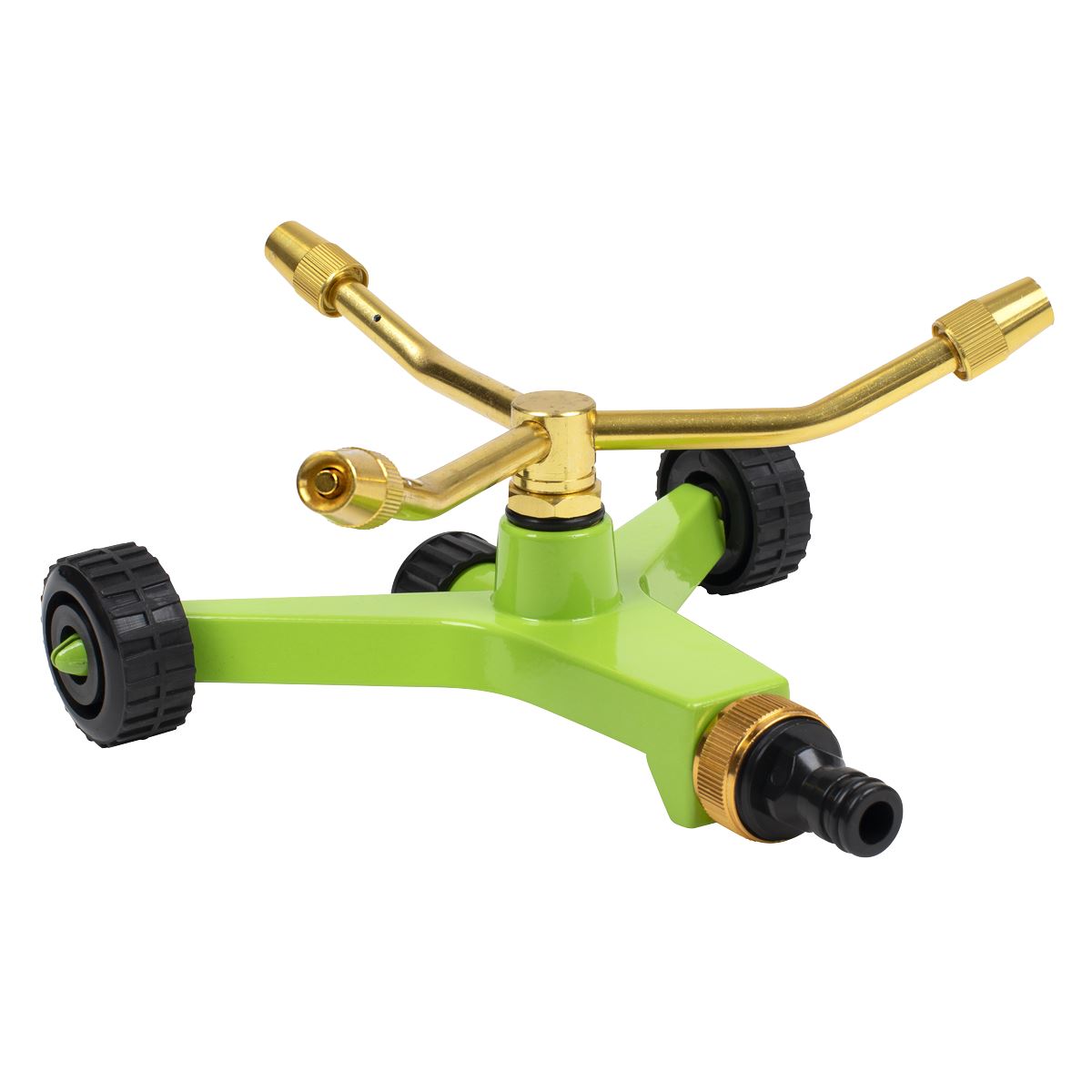 Sealey JS2032 3-Arm Brass Sprinkler with Metal Wheeled Base Sealey