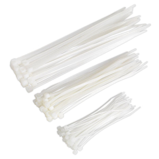 Sealey CT75W Cable Tie Assortment White Pack of 75 Sealey
