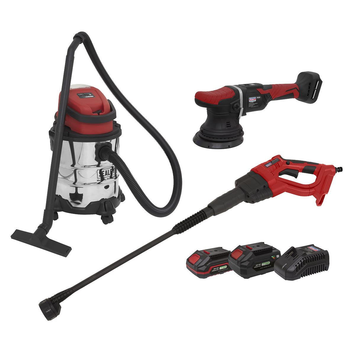 Sealey CP20VCOMBO10 3 x 20V SV20 Series Cordless Car Valeting Combo Kit - 2 Batteries Sealey