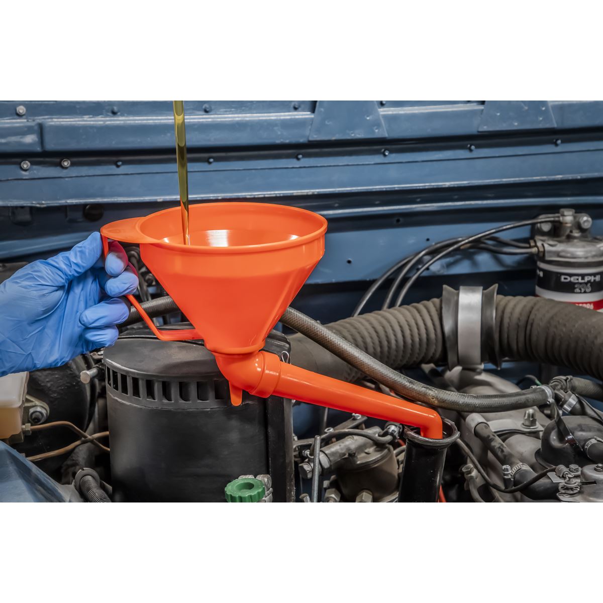 Sealey F16 Funnel with Fixed Offset Spout & Filter Medium Ø160mm Sealey