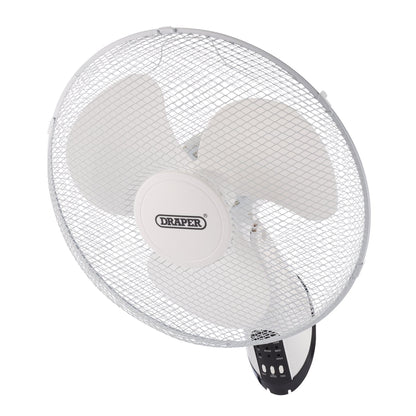 Draper 70975 230V Oscillating Wall Mounted Fan with Remote Control 16"/400mm 3 Speed Draper