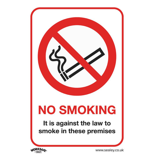 Sealey SS12V1 Prohibition Safety Sign - No Smoking (On Premises) - Self-Adhesive Vinyl Sealey