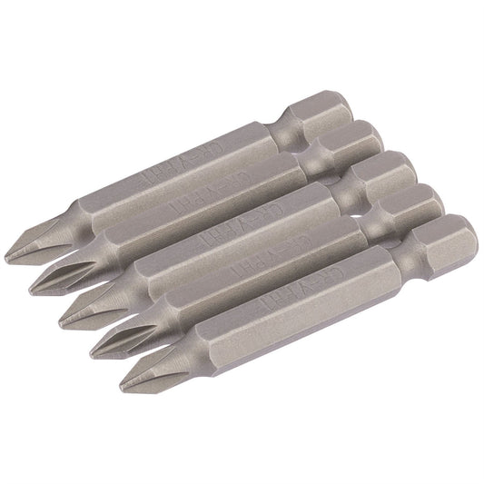 Draper 64287 Cross Slot Insert Bit 1/4" Hex 50mm Long No.1 Pack of 5 Draper