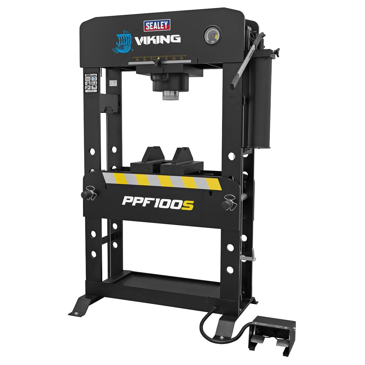 Sealey PPF100S Viking Floor Type Air/Hydraulic Press with Sliding Ram & Foot Pedal 100 Tonne Sealey