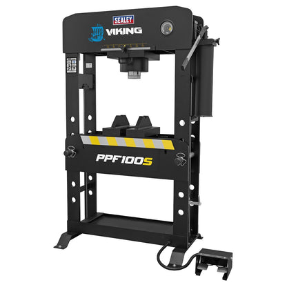 Sealey PPF100S Viking Floor Type Air/Hydraulic Press with Sliding Ram & Foot Pedal 100 Tonne Sealey