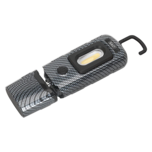 Sealey LED3601CF Rechargeable 360° Inspection Light 3W COB & 1W SMD LED Carbon Fibre Effect Sealey