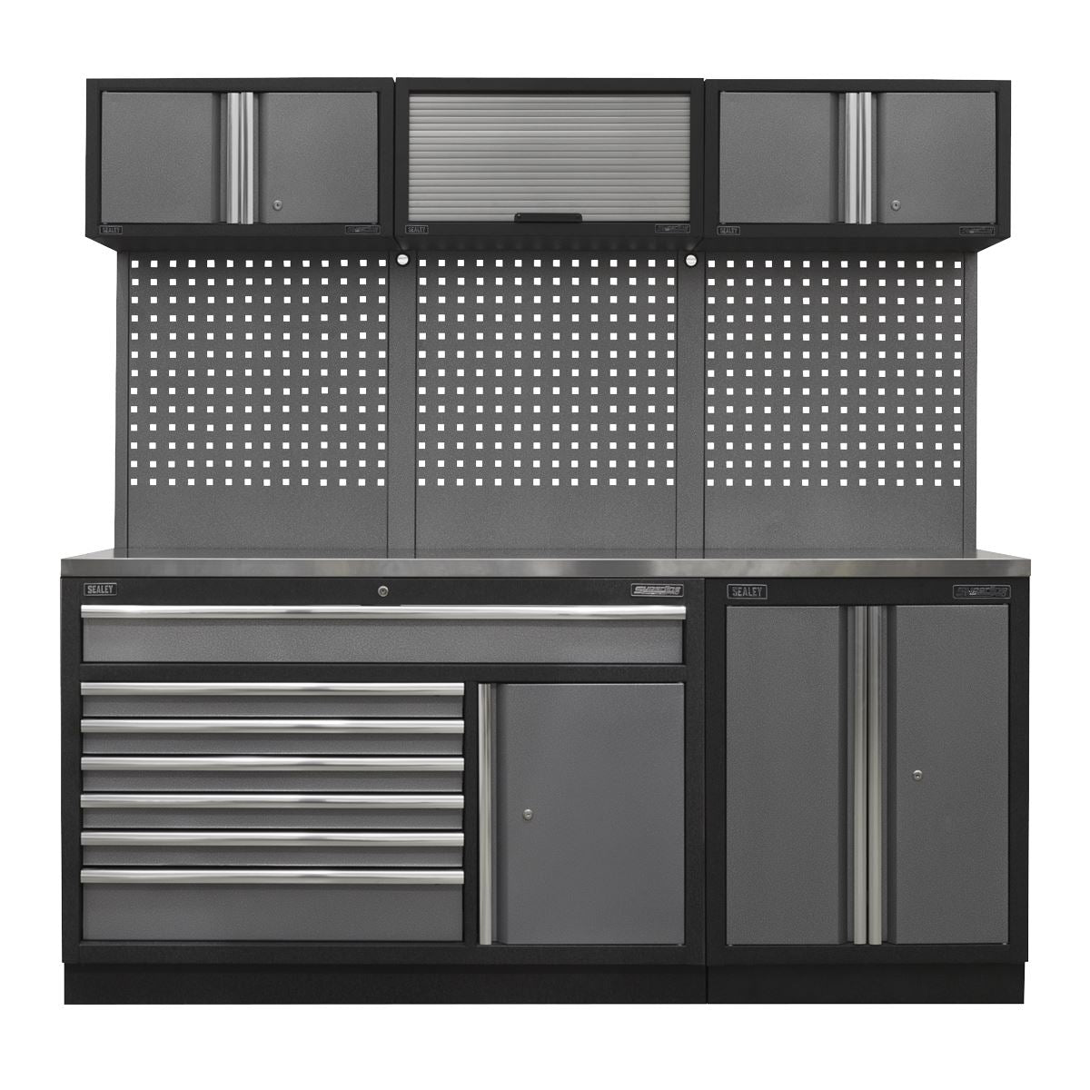 Sealey APMSSTACK11SS Superline PRO® 2.04m Storage System - Stainless Steel Worktop Sealey