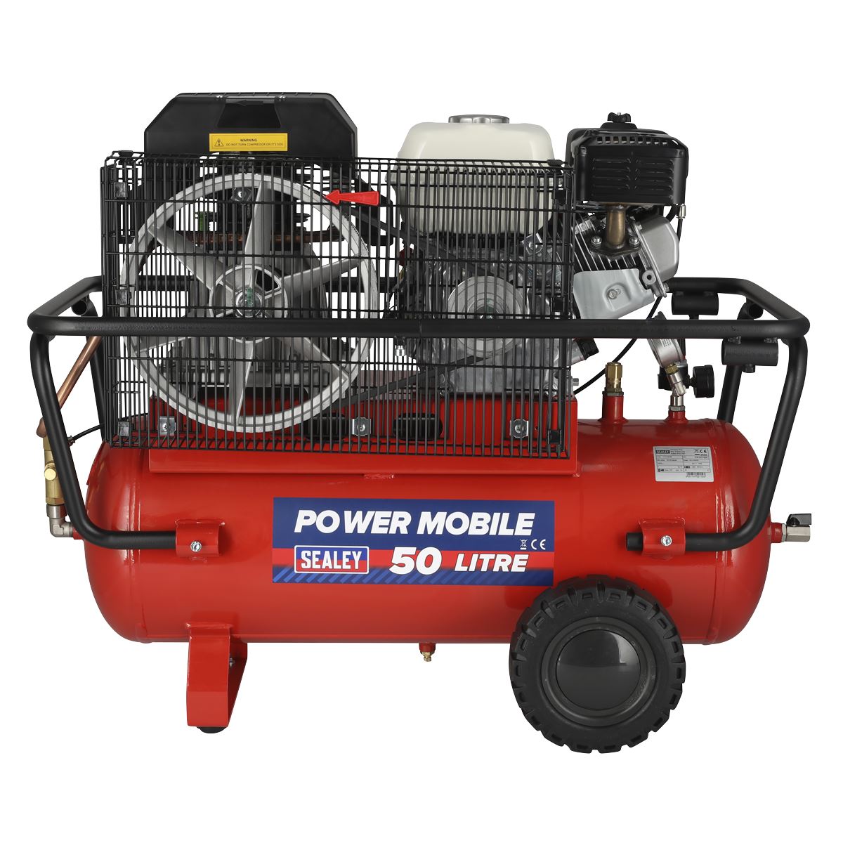 Sealey SA5055 Air Compressor 50L Belt Drive Petrol Engine 5.5hp Sealey
