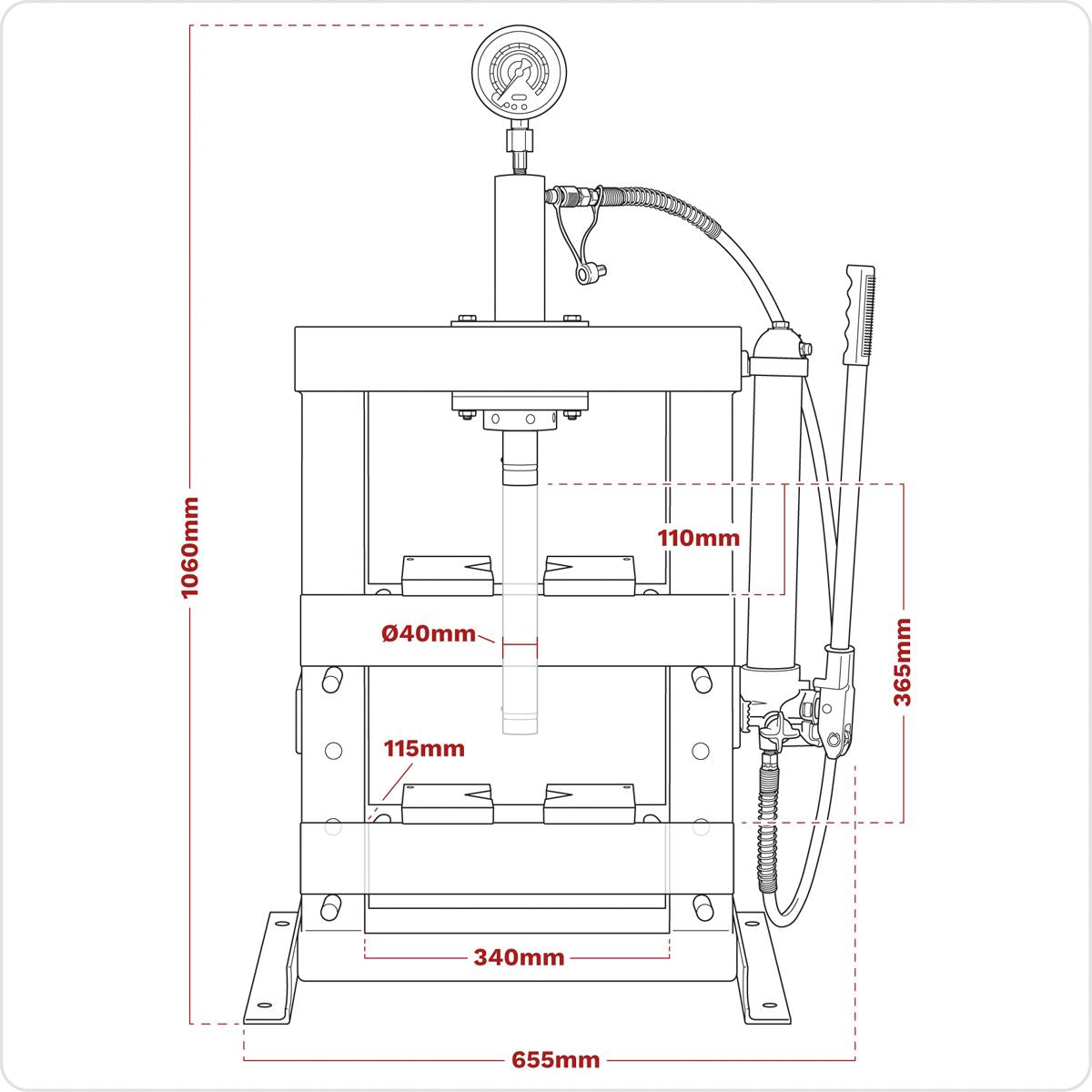 Sealey YK10B Hydraulic Bench Type Press 10 Tonne Sealey