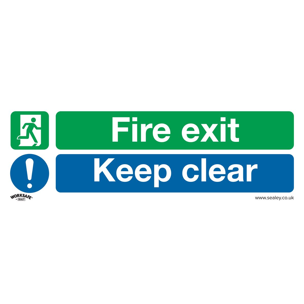 Sealey SS32P1 Safe Conditions Safety Sign - Fire Exit Keep Clear (Large) - Rigid Plastic Sealey