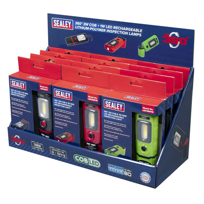 Sealey LED3601COMBO LED3601 Series Inspection Light Combination - Display Pack of 12 Sealey