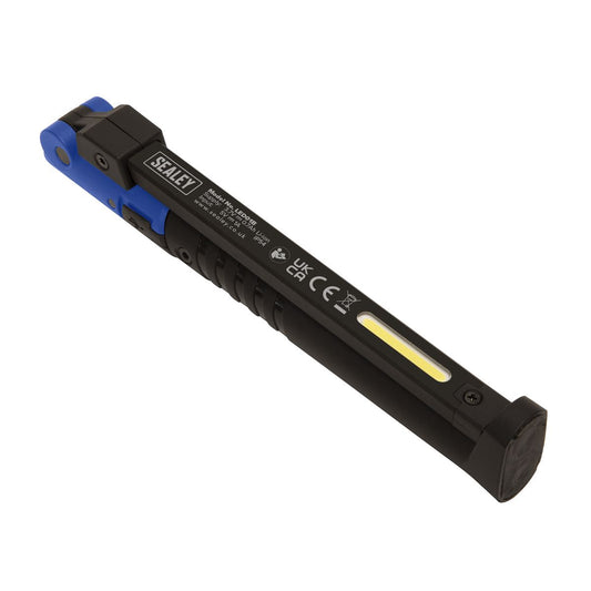 Sealey LED01B Rechargeable Slim Folding Pocket Light 2 COB & 1 SMD LED - Blue Sealey
