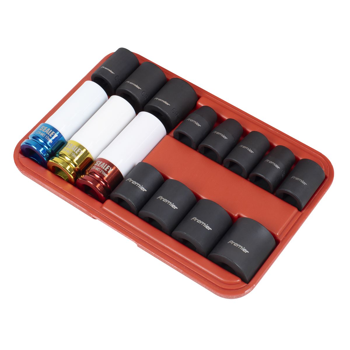 Sealey AK5615M Impact Socket & Wheel Nut Removal Set 15pc 1/2"Sq Drive Sealey