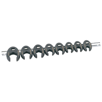 Draper 61034 Metric Crow Foot Spanner Set on a Metal Rail 3/8" Sq. Dr. 8 Piece Draper