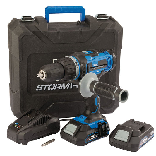 Draper 89523 Storm Force® 20V Combi Drill 2 x 2.0Ah Batteries 1 x Charger Draper