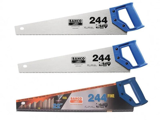Bahco 2 x 244 Hardpoint Handsaw 550mm 22in & 1 x 244 Fine Cut Handsaw 550mm 22in BAH24422FCS Bahco