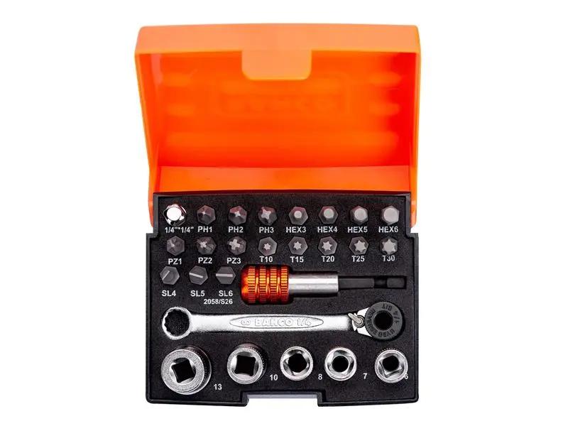 Bahco 2058/S26 Ratchet Socket Set of 26 Metric 1/4in Drive BAH2058S26 Bahco