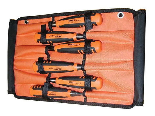 Bahco 424-P Bevel Edge Chisel Set in Roll 6 Piece BAH424PS6ROL Bahco