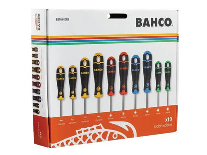 Bahco BahcoFit Coloured Handle Screwdriver Set 10 Piece BAHB219010RB Bahco