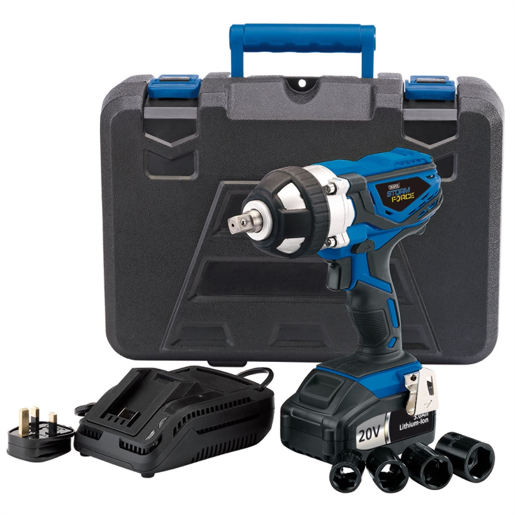Draper 82983 Storm Force® 20V Impact Wrench 1/2" Sq. Dr. 400Nm 2 x 3.0Ah Batteries Draper
